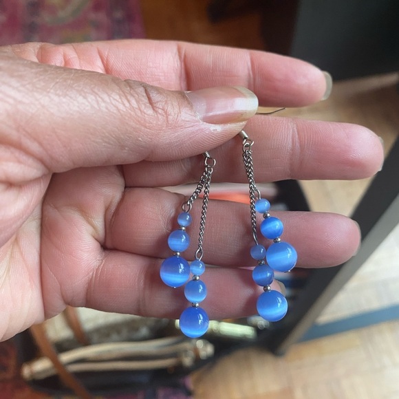 Elegant Blue Beaded Earrings - Picture 1 of 6